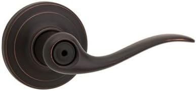 Kwikset Tustin Entry Door Handle with Lock and Key, Secure Keyed Reversible Lever Exterior, For Front Entrance and Bedrooms, Venetian Bronze, Pick Resistant Smartkey Rekey Security and Microban