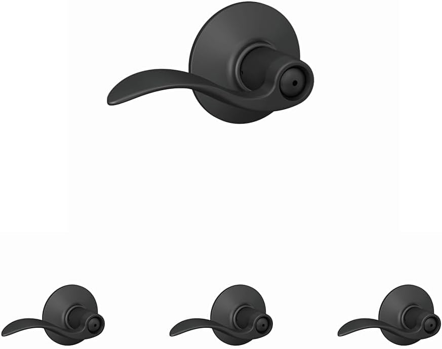 Schlage F40 ACC 622 Accent Door Lever, Bed & Bath Privacy Lock, Matte Black