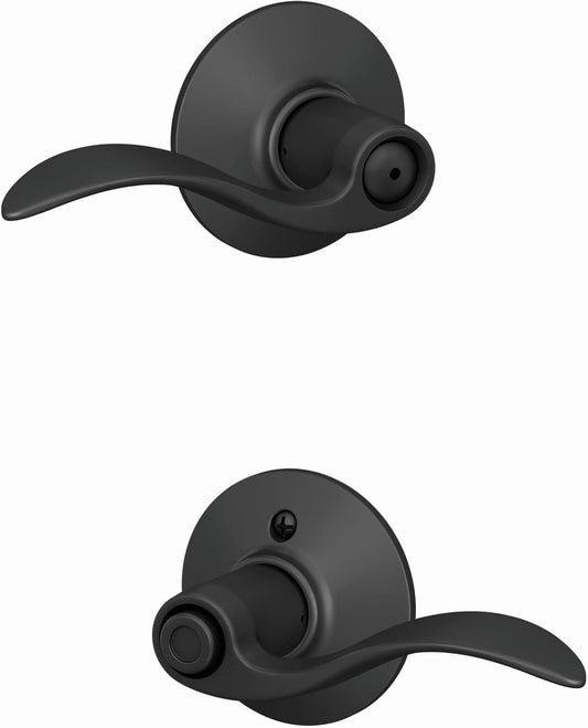 Schlage F40 ACC 622 Accent Door Lever, Bed & Bath Privacy Lock, Matte Black