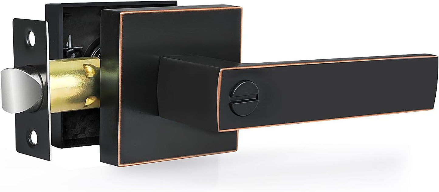 Privacy Door Levers, 8 Pack Matte Black Door Handles Heavy Duty Bed and Bath Door Locks Interior Keyless Locksets, Reversible for Left Right Handed Doors