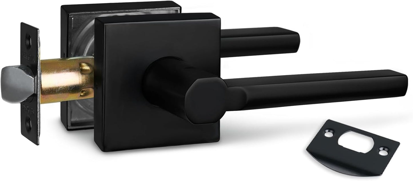 NEWBANG (6Pack) Bed/Bath Room Door Lever for Privacy Bathroom and Interior Door Door Lock Handle in Aged Matt Black, HD1601-DB-BK-6P