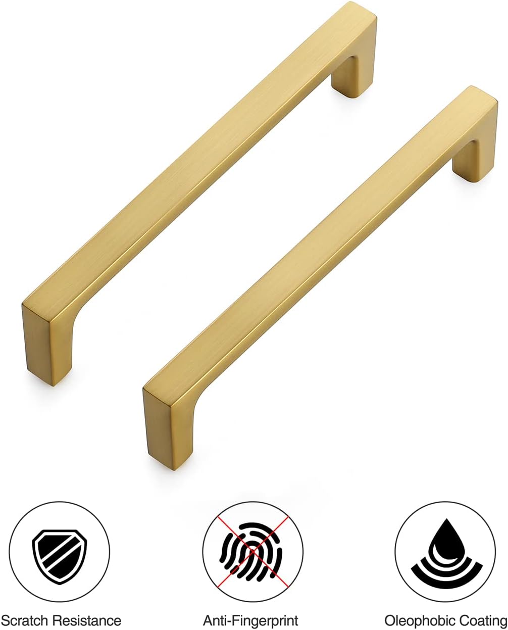 Ravinte 10 Pack Solid 5 Inch Kitchen Square Cabinet Handles Brushed Brass Drawer Pulls Kitchen Cabinet Hardware Handles
