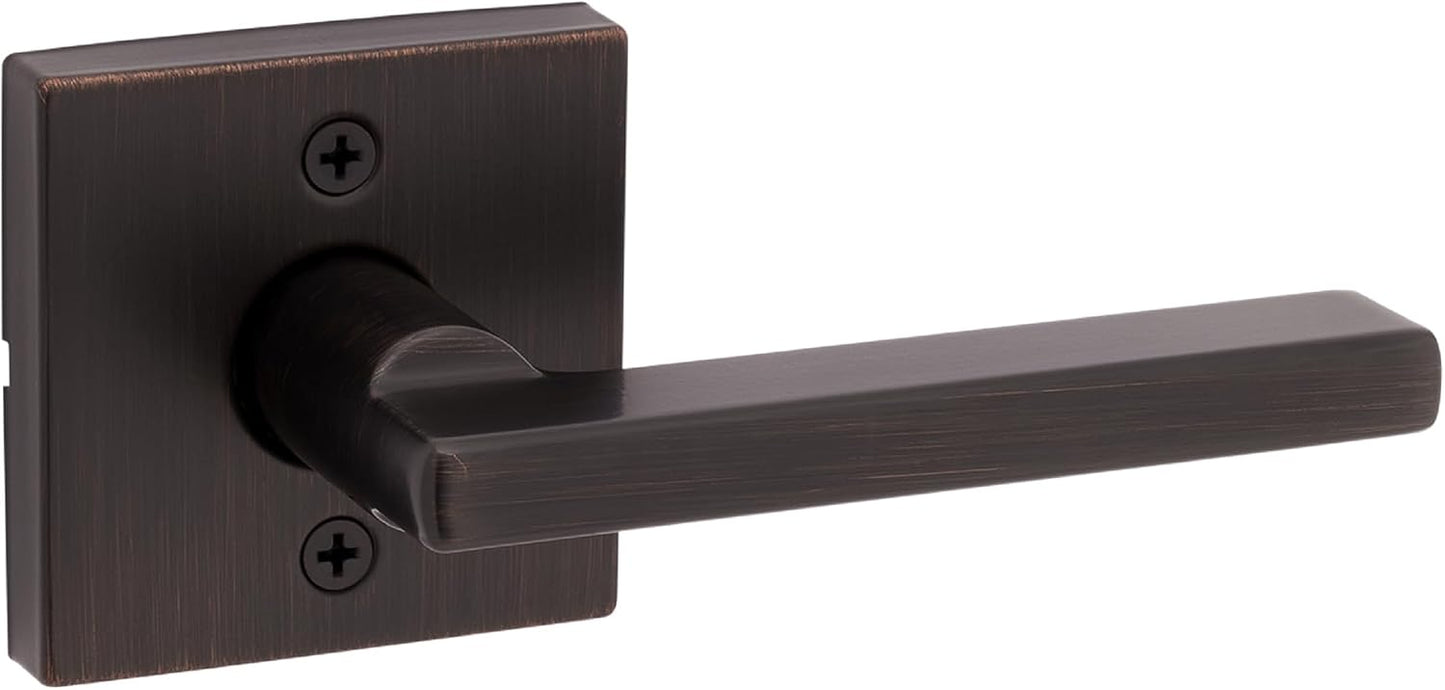Kwikset Halifax Entry Door Handle with Lock and Key, Secure Keyed Reversible Lever Exterior, For Front Entrance and Bedrooms, Matte Black, Pick Resistant Smartkey Rekey Security and Microban