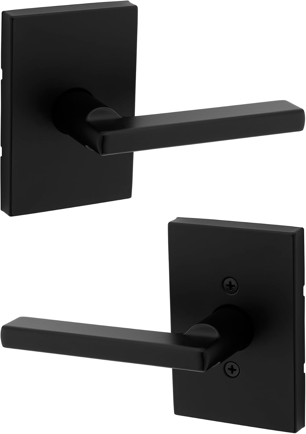 Kwikset Halifax Entry Door Handle with Lock and Key, Secure Keyed Reversible Lever Exterior, For Front Entrance and Bedrooms, Matte Black, Pick Resistant Smartkey Rekey Security and Microban