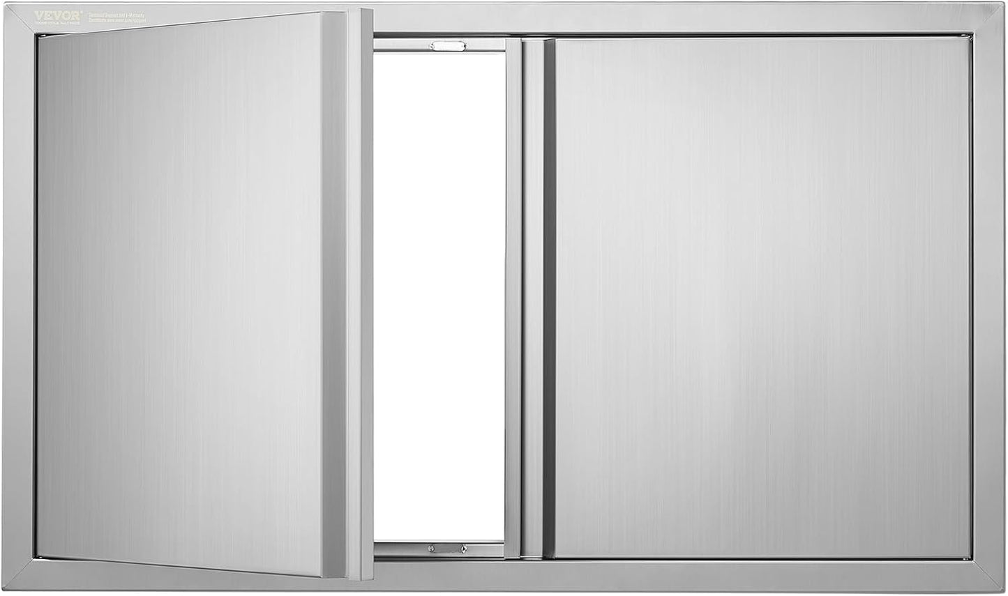 VEVOR BBQ Access Door, 17W x 24H Inch Single Outdoor Kitchen, Stainless Steel Flush Mount, Wall Vertical With Recessed Handle, for BBQ Island, Grilling Station, Outside Cabinet