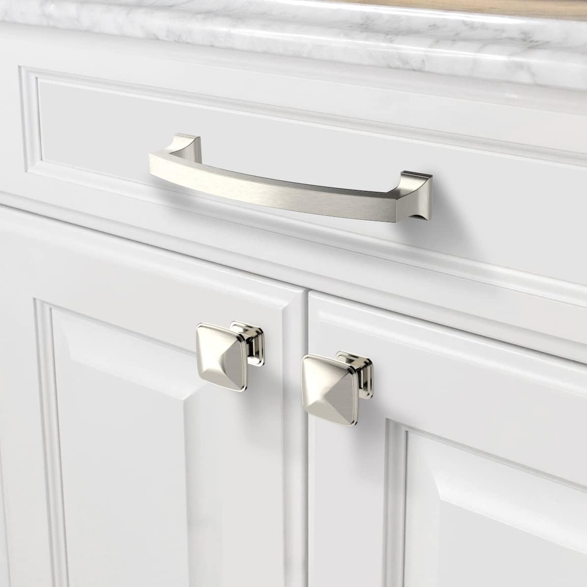 Asidrama 10 Pack 5 Inch(128mm) Hole Centers Kitchen Cabinet Handles, Brushed Satin Nickel Cabinet Pulls Kitchen Cabinet Hardware for Cupboard Drawer Pulls