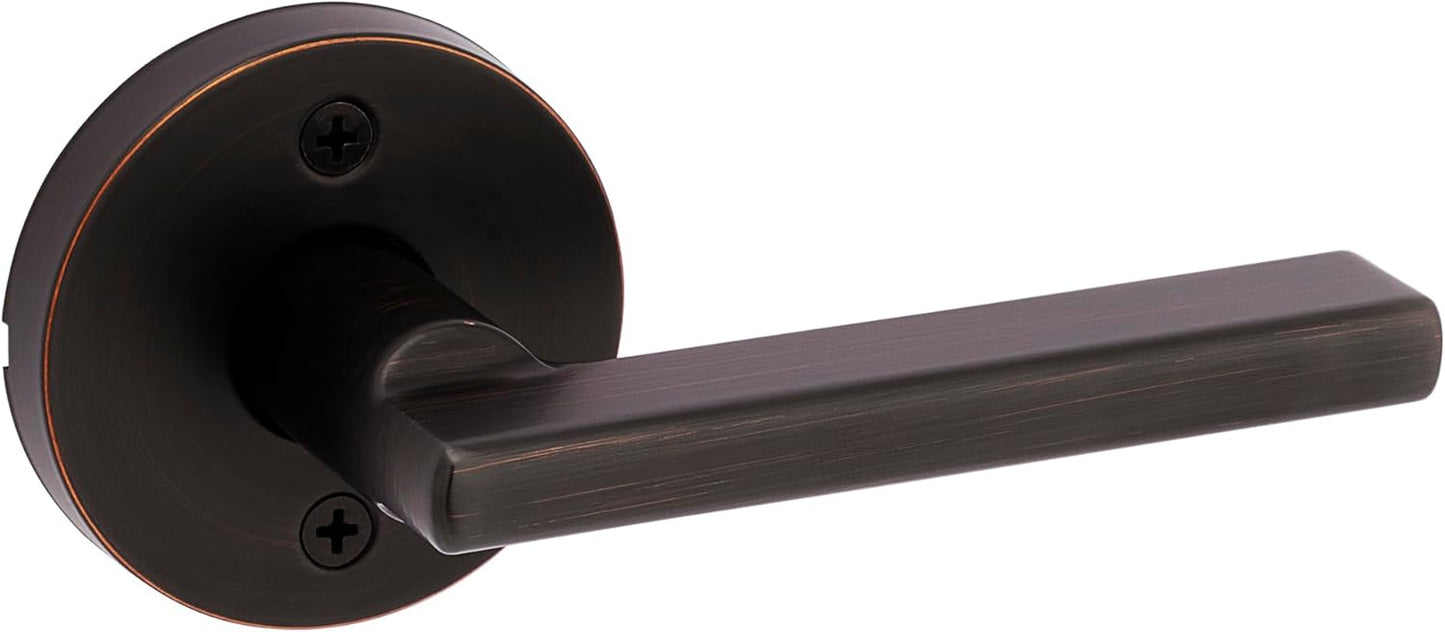 Kwikset Halifax Entry Door Handle with Lock and Key, Secure Keyed Reversible Lever Exterior, For Front Entrance and Bedrooms, Matte Black, Pick Resistant Smartkey Rekey Security and Microban