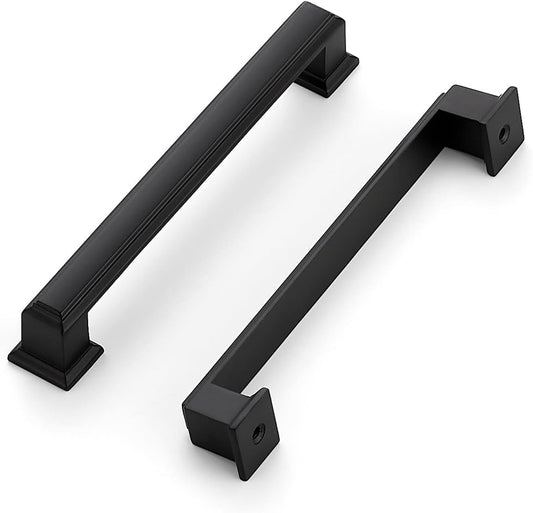 Ravinte Hardware 10 Pack Matte Black Cabinet Pulls, 5 Inch (128mm) Hole Center Zinc Alloy Drawer Handles for Kitchen Cabinets, Cupboards, Dressers, Square Solid Metal Hardware