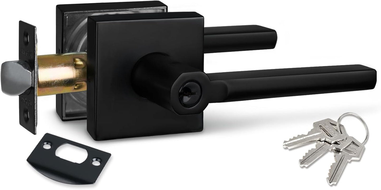NEWBANG (6Pack) Bed/Bath Room Door Lever for Privacy Bathroom and Interior Door Door Lock Handle in Aged Matt Black, HD1601-DB-BK-6P
