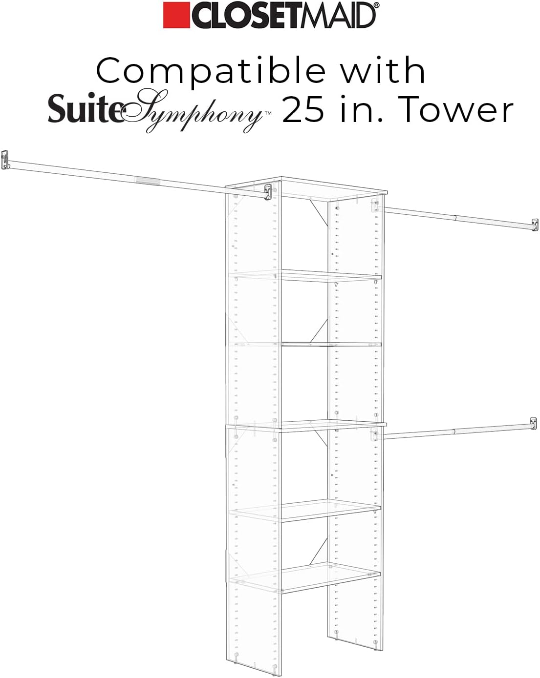ClosetMaid SuiteSymphony Wood Closet 25-Inch Door Set Pair, Add On Accessory, Modern Style, For Storage, Clothes, Pure White/Satin Nickel