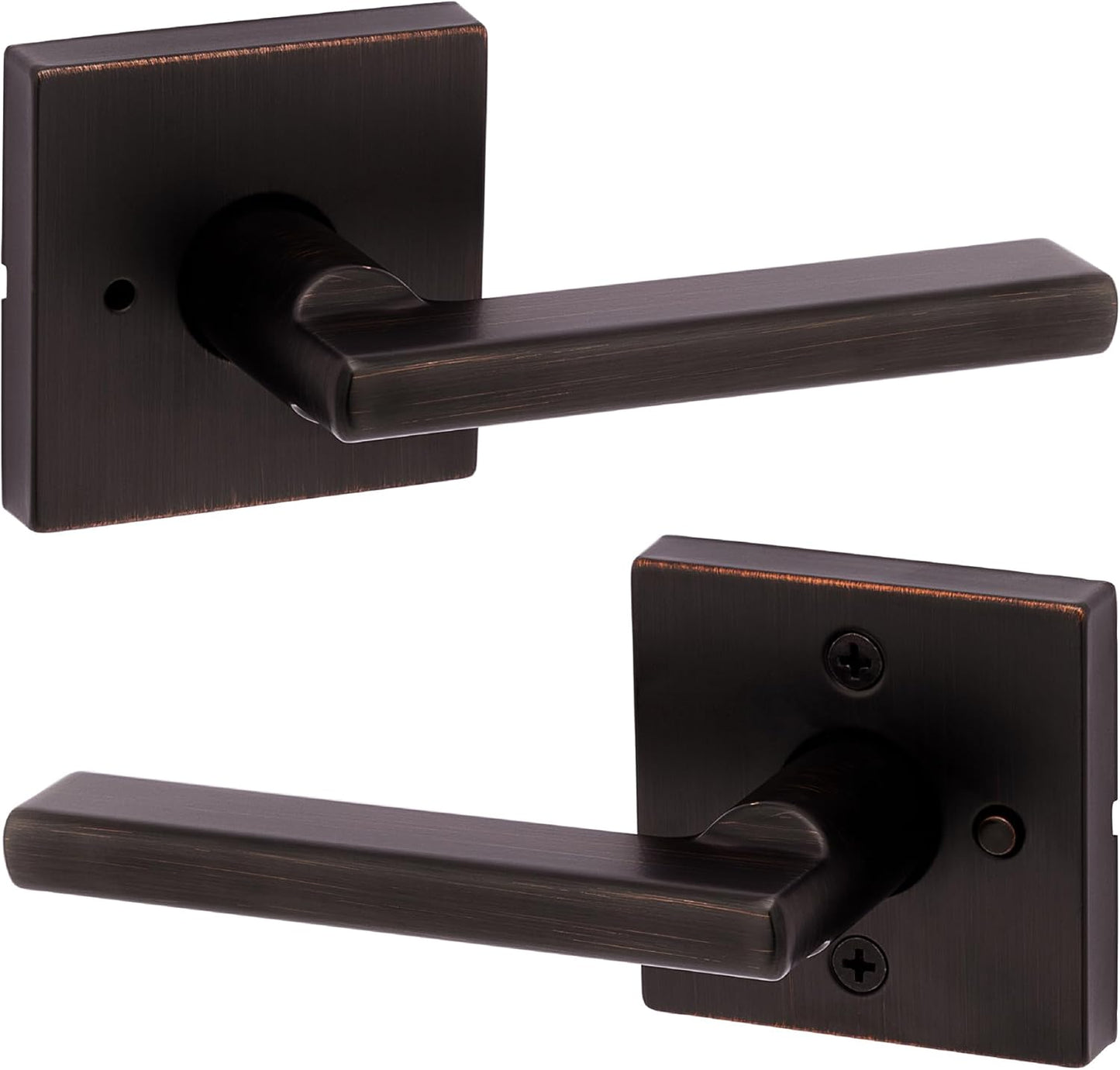 Kwikset Halifax Entry Door Handle with Lock and Key, Secure Keyed Reversible Lever Exterior, For Front Entrance and Bedrooms, Matte Black, Pick Resistant Smartkey Rekey Security and Microban
