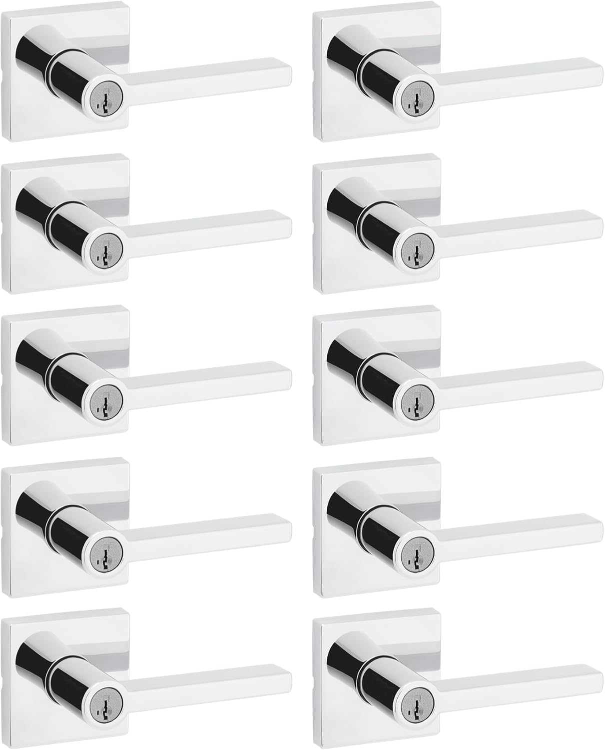 Kwikset Halifax Entry Door Handle with Lock and Key, Secure Keyed Reversible Lever Exterior, For Front Entrance and Bedrooms, Matte Black, Pick Resistant Smartkey Rekey Security and Microban