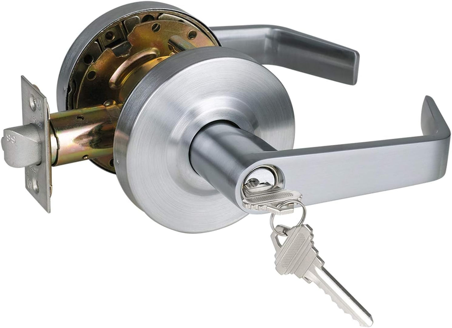 Keyed Entry Grade 2 Commercial Door Locks Heavy Duty Office Door Lever, Non-Handed, UL 3 Hour Fire Rated, ADA Compliant, Satin Chrome Finish 26D, 2-3/4''Backset X-XG-ET-70