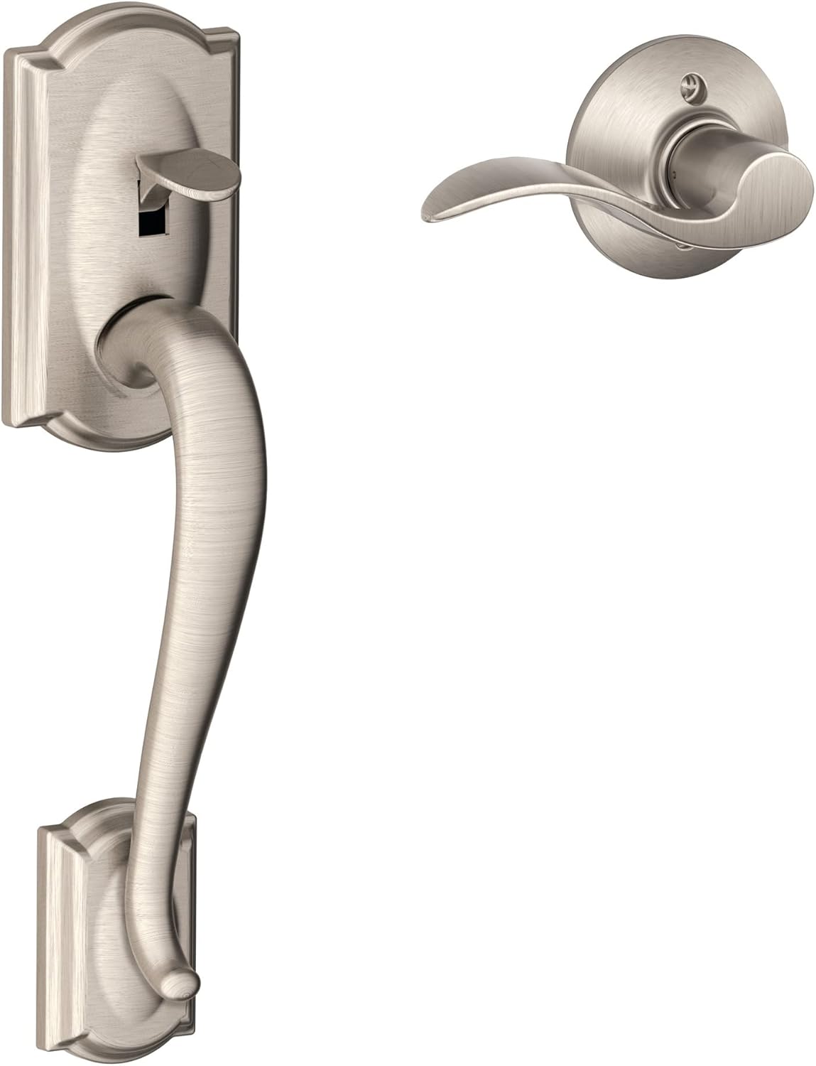 Schlage FE285 CAM 716 GEO Camelot Front Entry Handleset with Georgian Knob, Lower Half Grip, Aged Bronze
