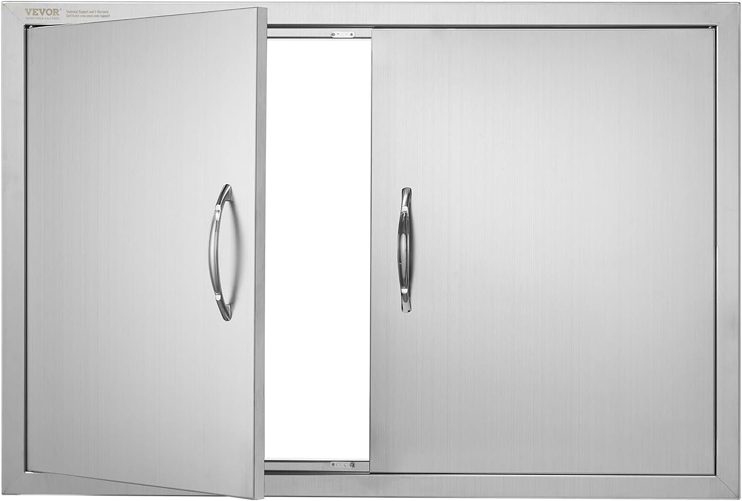 VEVOR BBQ Access Door, 24W x 24H Inch Double Outdoor Kitchen, Stainless Steel Flush Mount Door, Double Wall Vertical with Handles and Hooks, for BBQ Island, Grilling Station, Outside Cabinet