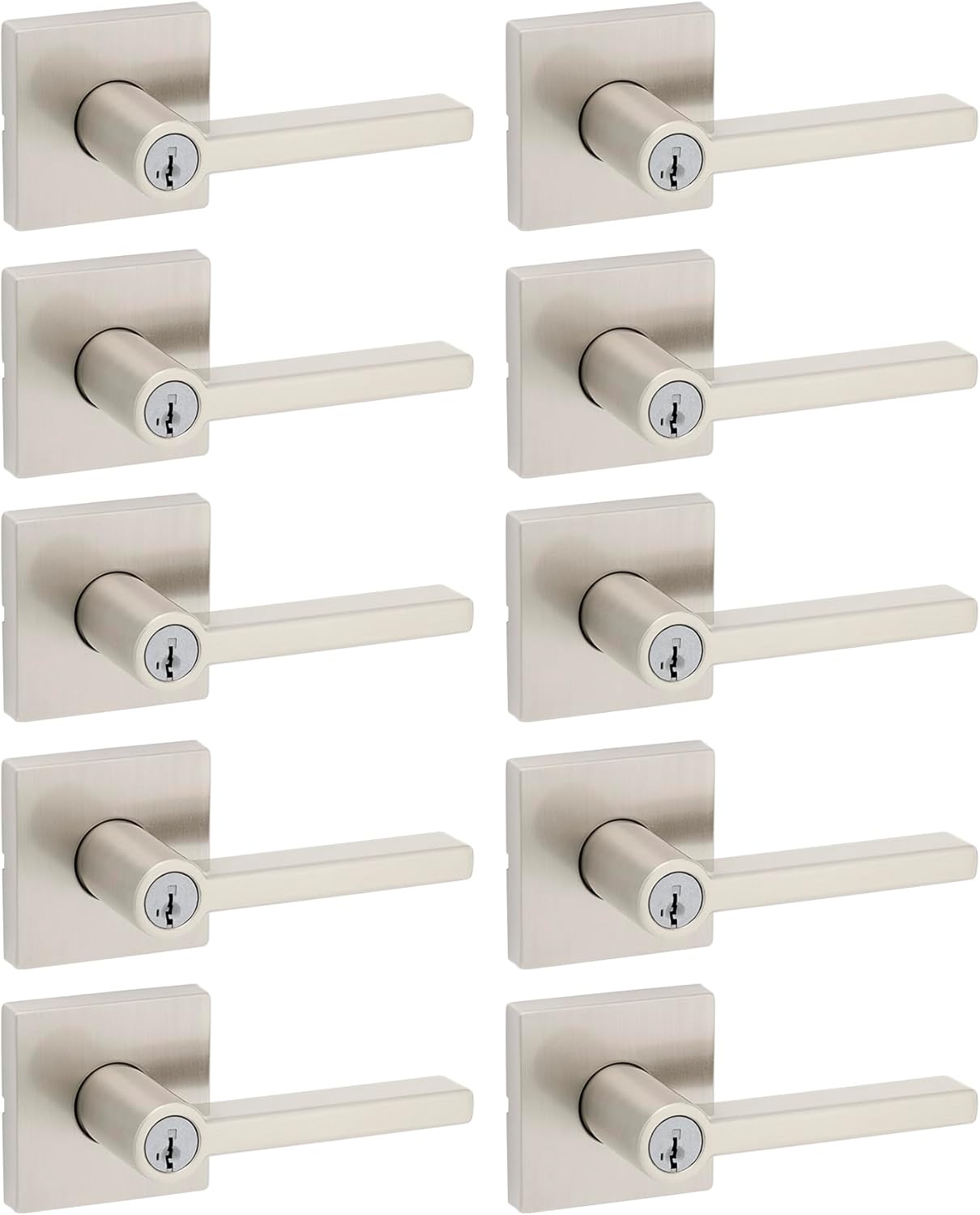 Kwikset Halifax Entry Door Handle with Lock and Key, Secure Keyed Reversible Lever Exterior, For Front Entrance and Bedrooms, Matte Black, Pick Resistant Smartkey Rekey Security and Microban