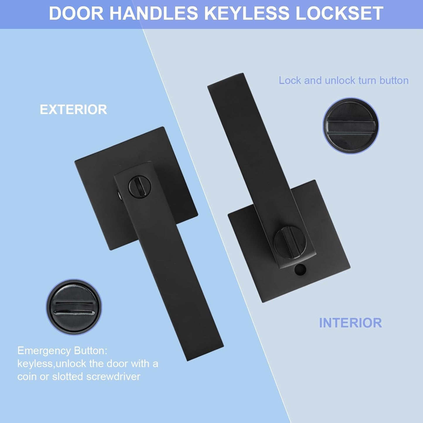 Privacy Door Levers, 8 Pack Matte Black Door Handles Heavy Duty Bed and Bath Door Locks Interior Keyless Locksets, Reversible for Left Right Handed Doors