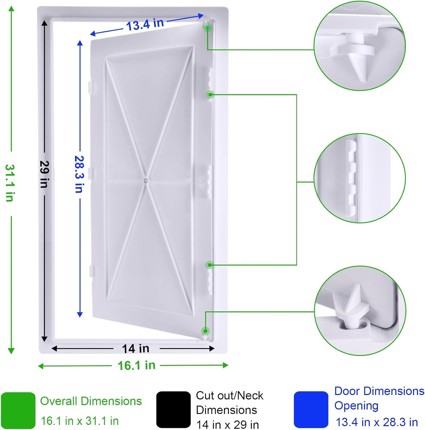 Plumbing Access Panel for Drywall 14 x 29 Inch Plastic Access Door Removable Wall Access Panel Ceiling Reinforced Hinged Durable White