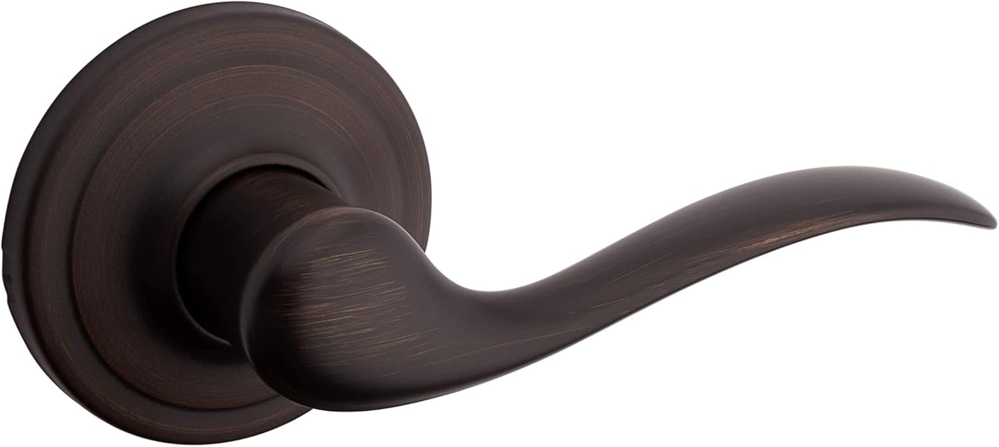 Kwikset Tustin Entry Door Handle with Lock and Key, Secure Keyed Reversible Lever Exterior, For Front Entrance and Bedrooms, Venetian Bronze, Pick Resistant Smartkey Rekey Security and Microban