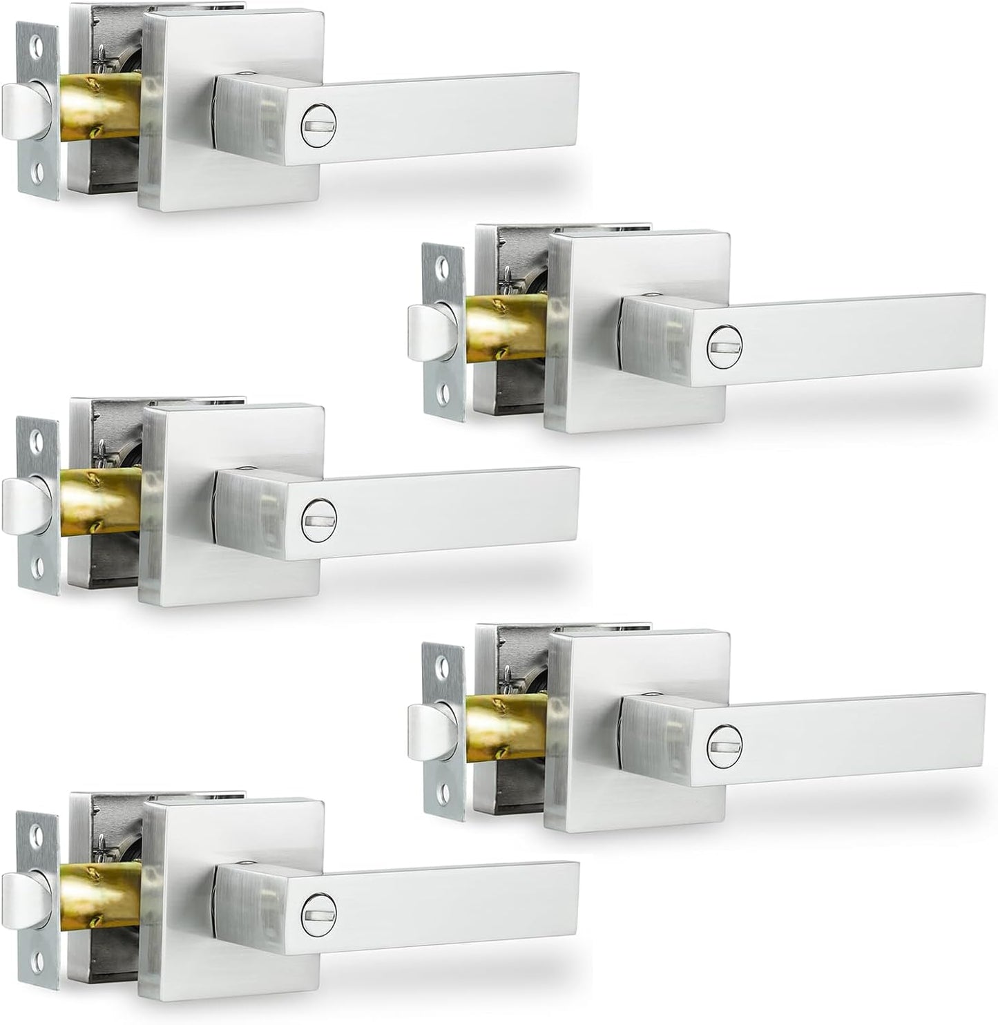 Privacy Door Levers, 8 Pack Matte Black Door Handles Heavy Duty Bed and Bath Door Locks Interior Keyless Locksets, Reversible for Left Right Handed Doors