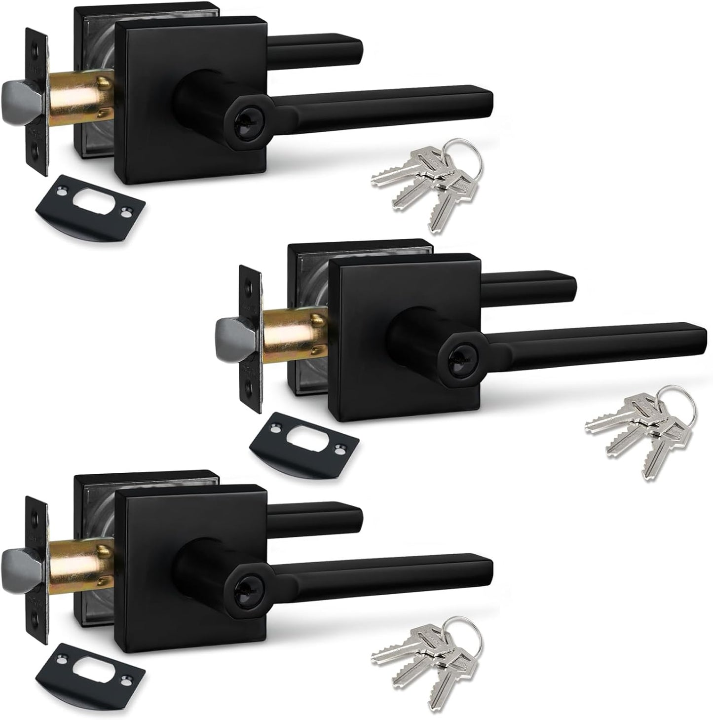 NEWBANG (6Pack) Bed/Bath Room Door Lever for Privacy Bathroom and Interior Door Door Lock Handle in Aged Matt Black, HD1601-DB-BK-6P