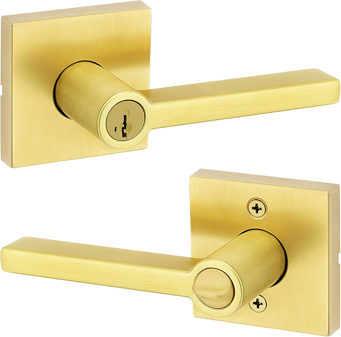 Kwikset Halifax Entry Door Handle with Lock and Key, Secure Keyed Reversible Lever Exterior, For Front Entrance and Bedrooms, Matte Black, Pick Resistant Smartkey Rekey Security and Microban