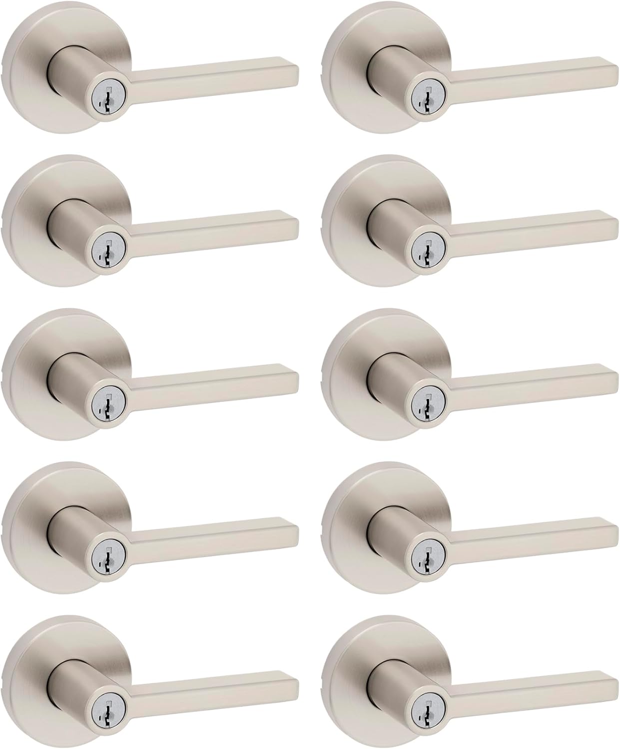 Kwikset Halifax Entry Door Handle with Lock and Key, Secure Keyed Reversible Lever Exterior, For Front Entrance and Bedrooms, Matte Black, Pick Resistant Smartkey Rekey Security and Microban