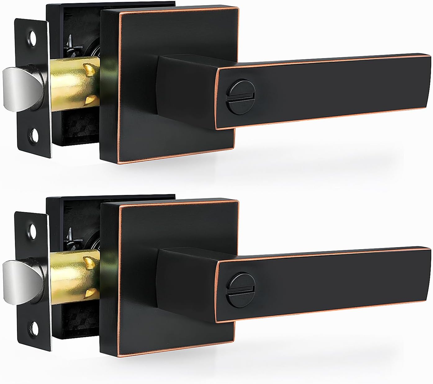 Privacy Door Levers, 8 Pack Matte Black Door Handles Heavy Duty Bed and Bath Door Locks Interior Keyless Locksets, Reversible for Left Right Handed Doors