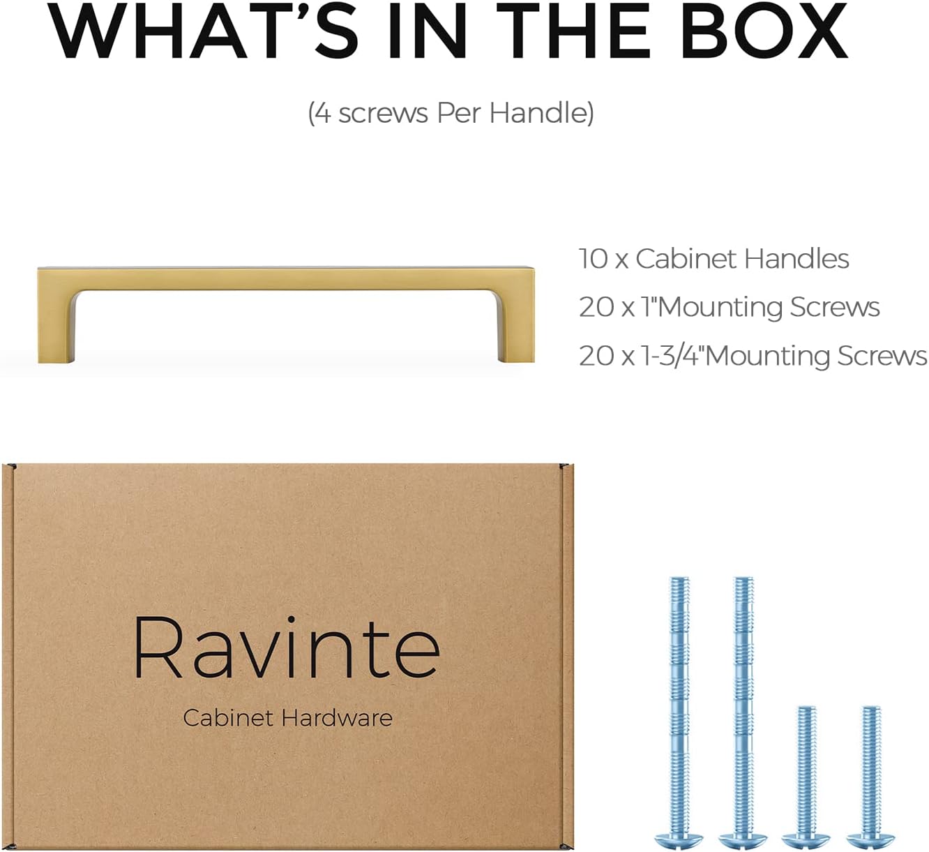 Ravinte 10 Pack Solid 5 Inch Kitchen Square Cabinet Handles Brushed Brass Drawer Pulls Kitchen Cabinet Hardware Handles