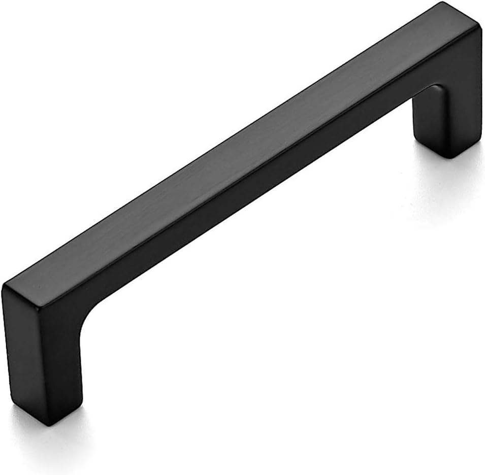 Ravinte 30 Pack Solid 5 Inch Kitchen Square Cabinet Handles Matte Black Pulls Drawer Pulls Kitchen Cabinet Hardware Flat Black Handles