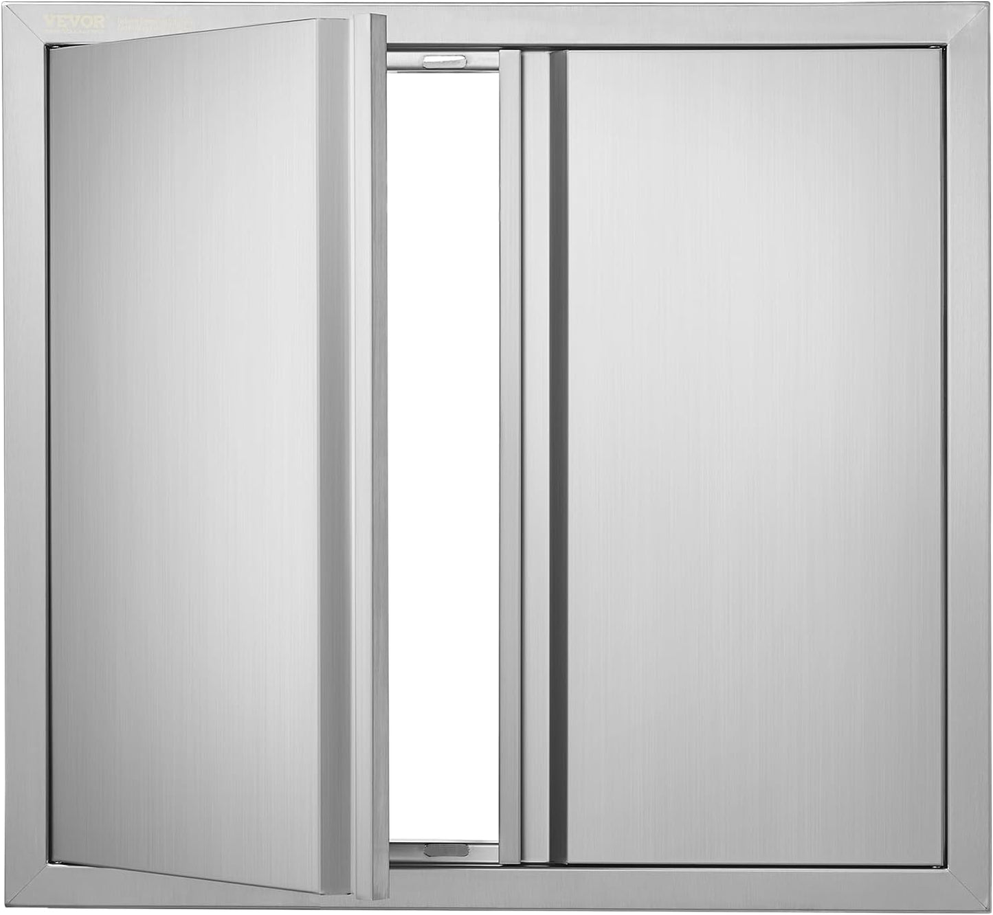VEVOR BBQ Access Door, 17W x 24H Inch Single Outdoor Kitchen, Stainless Steel Flush Mount, Wall Vertical With Recessed Handle, for BBQ Island, Grilling Station, Outside Cabinet
