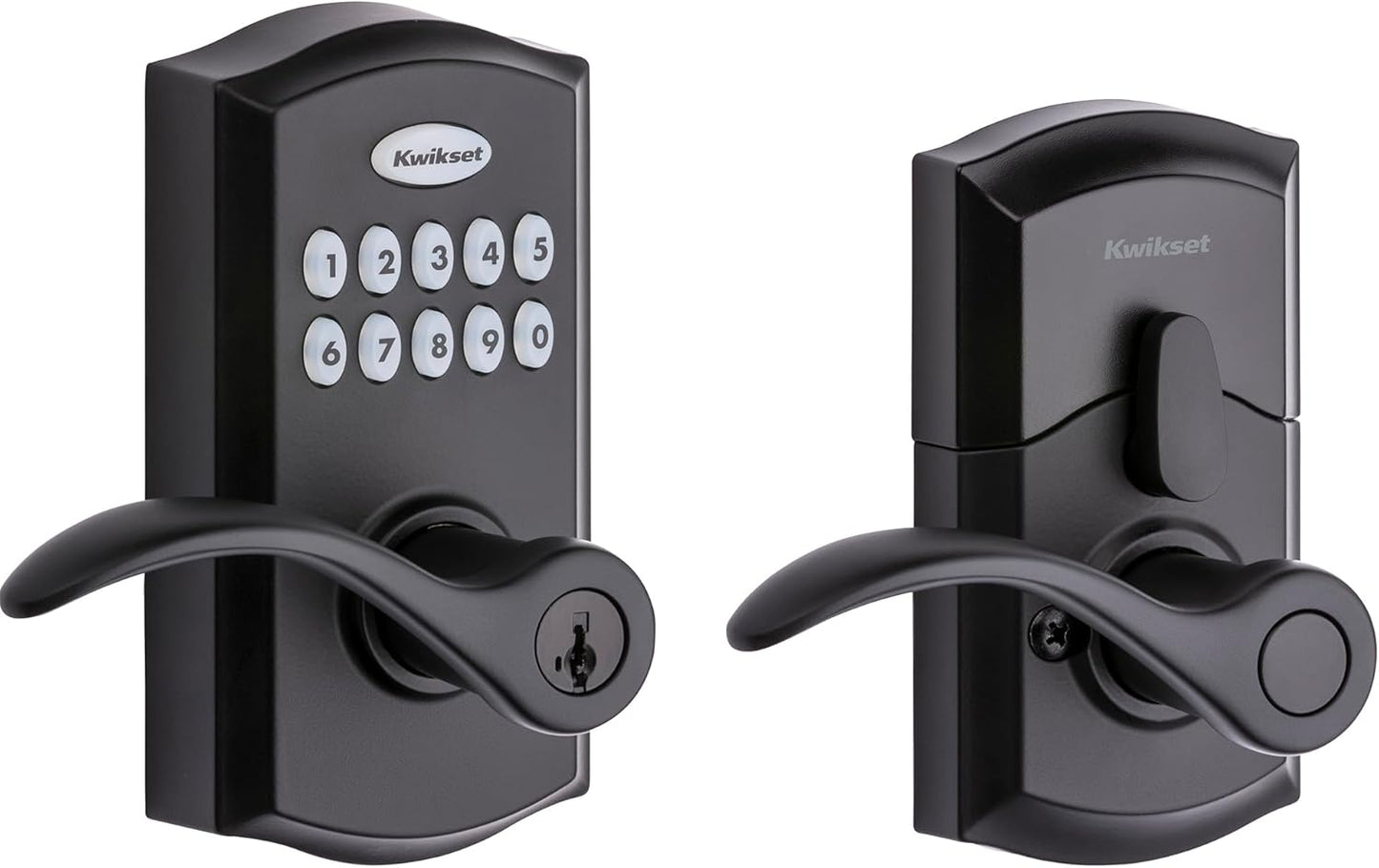Kwikset SmartCode 955 Pembroke Light Commercial 10-Button Keypad Electronic Lever, Convenient Keyless Entry, 3-Year Batter Life and High Traffic Durability in Satin Nickel
