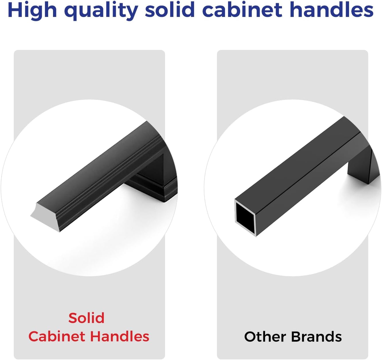 Ravinte Hardware 10 Pack Matte Black Cabinet Pulls, 5 Inch (128mm) Hole Center Zinc Alloy Drawer Handles for Kitchen Cabinets, Cupboards, Dressers, Square Solid Metal Hardware
