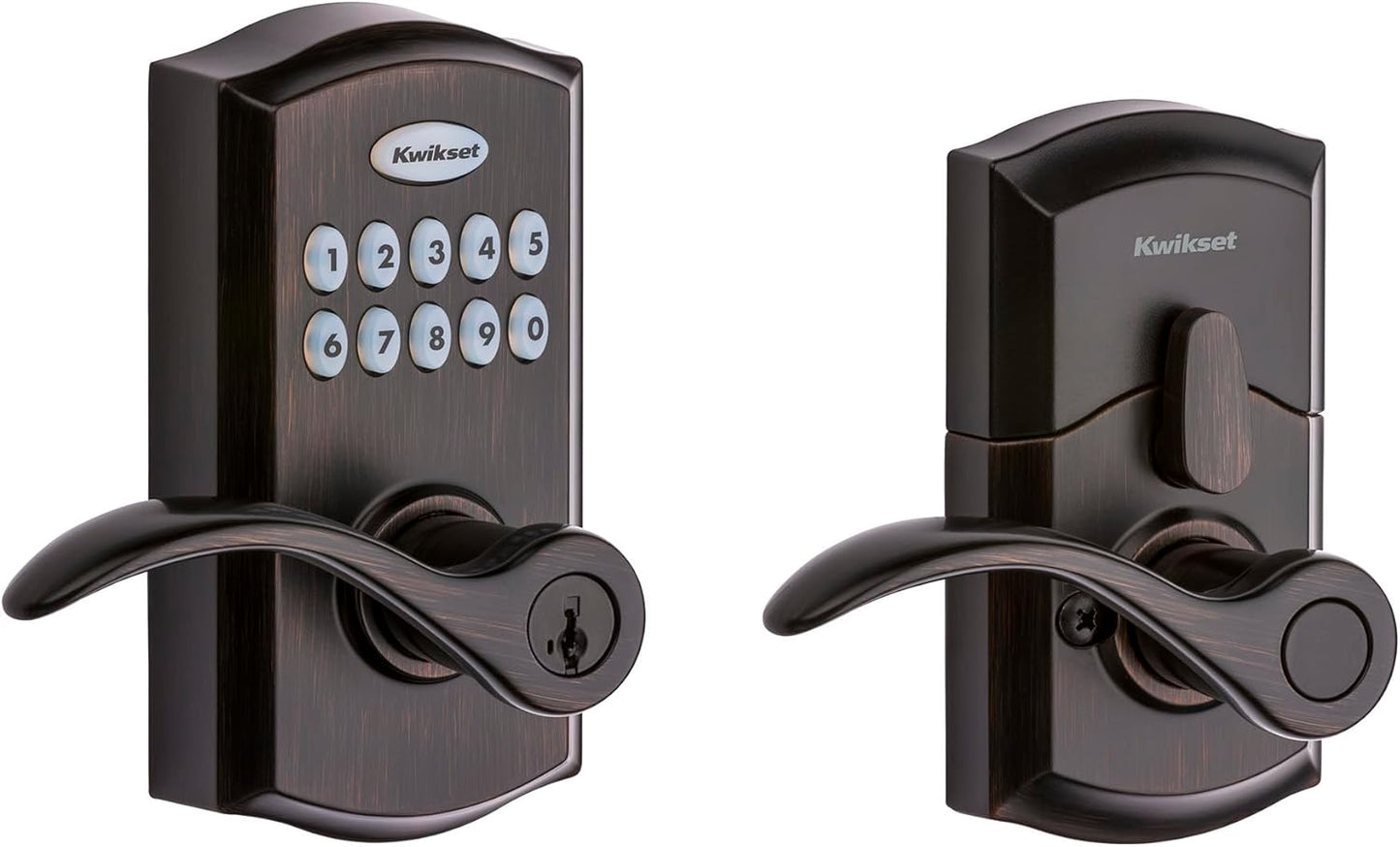 Kwikset SmartCode 955 Pembroke Light Commercial 10-Button Keypad Electronic Lever, Convenient Keyless Entry, 3-Year Batter Life and High Traffic Durability in Satin Nickel