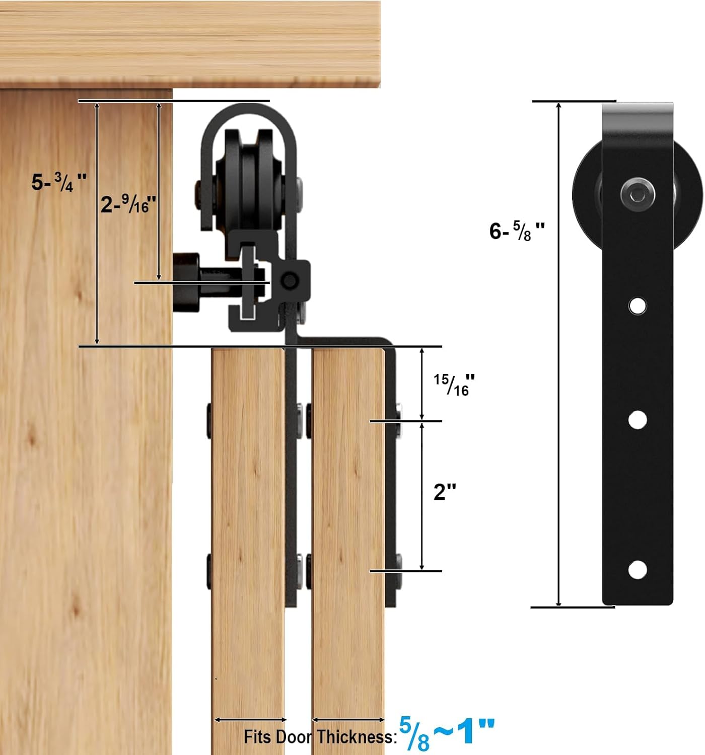 3FT Mini Bypass Barn Door Hardware Kit for 2 Doors, Small Cabinet Barn Door Hardware Track Kit for Cabinet, TV Stand, Cupboard (No Cabinet)
