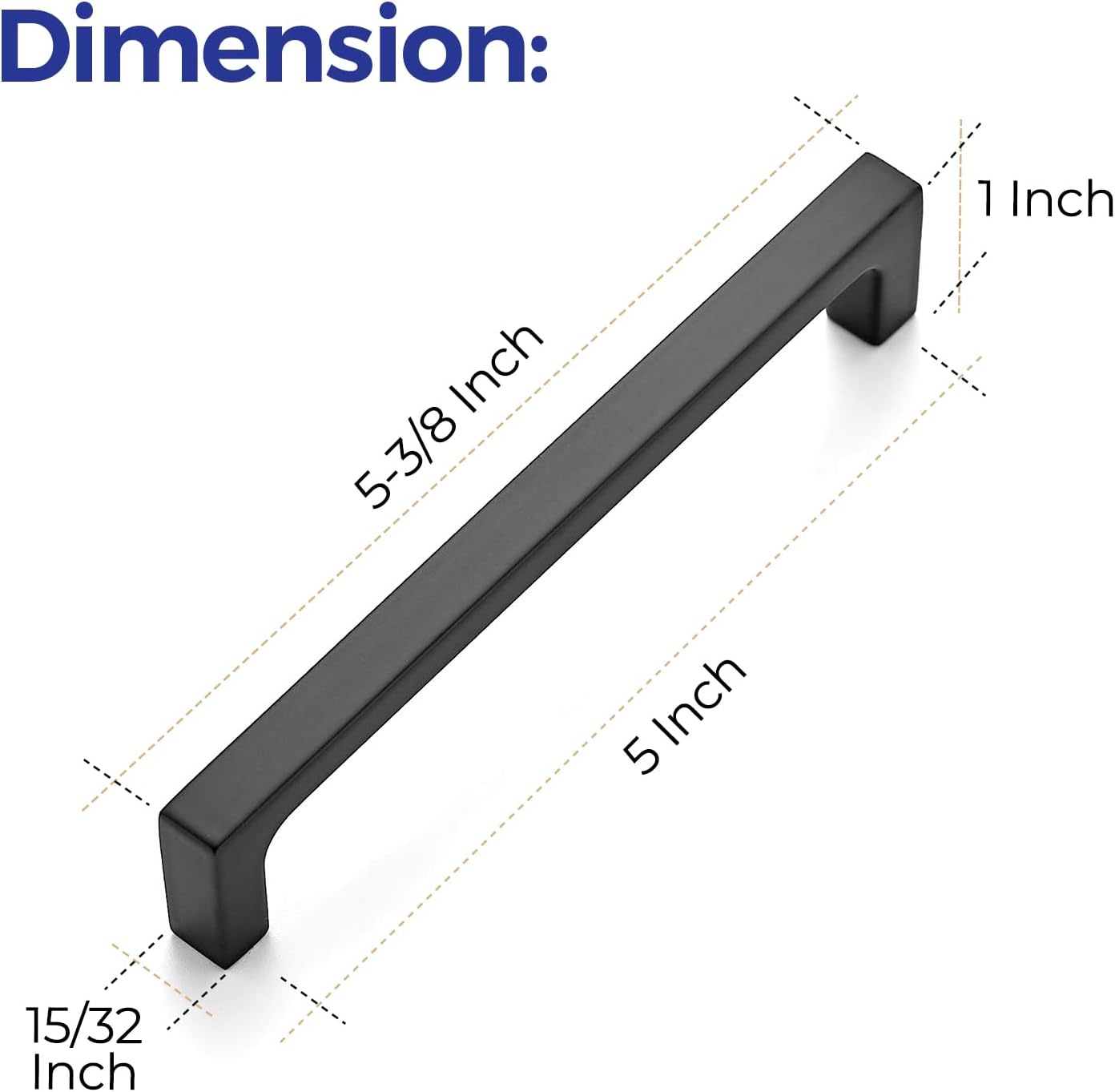 Ravinte 30 Pack Solid 5 Inch Kitchen Square Cabinet Handles Matte Black Pulls Drawer Pulls Kitchen Cabinet Hardware Flat Black Handles