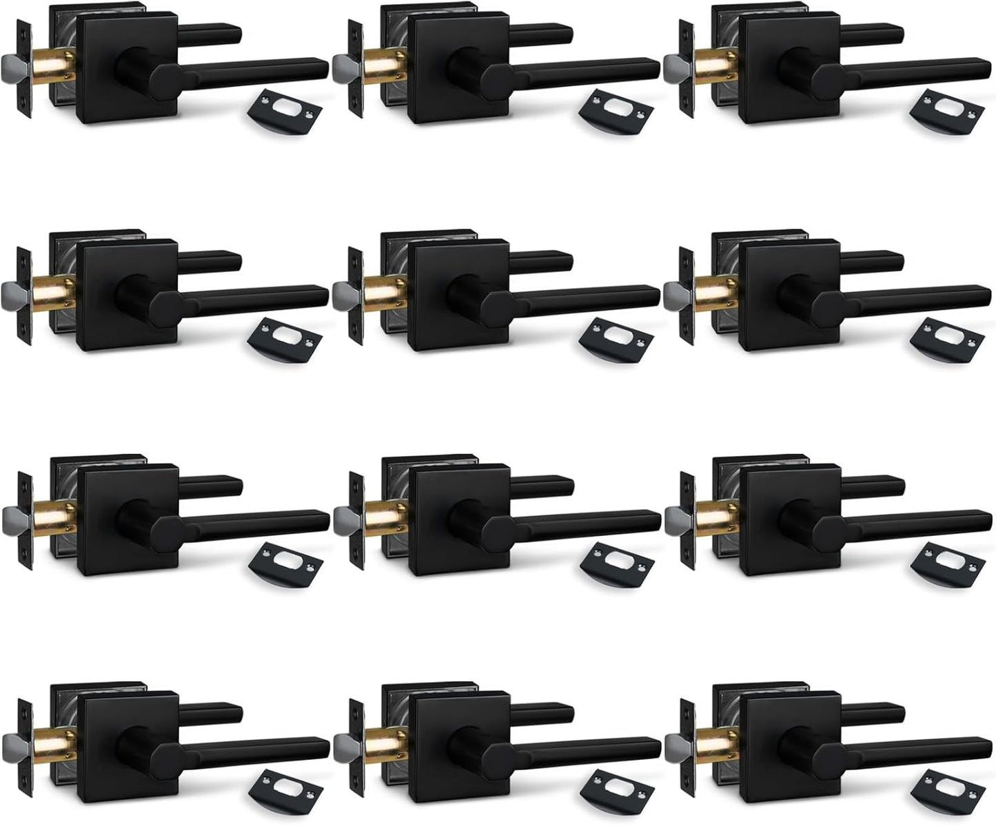 NEWBANG (6Pack) Bed/Bath Room Door Lever for Privacy Bathroom and Interior Door Door Lock Handle in Aged Matt Black, HD1601-DB-BK-6P