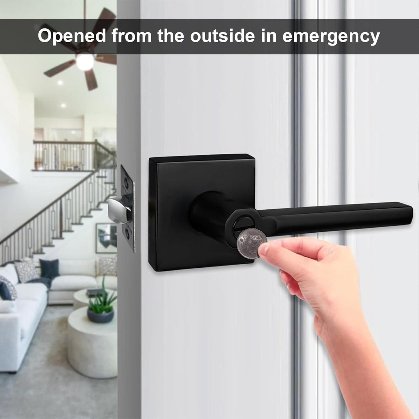 NEWBANG (6Pack) Bed/Bath Room Door Lever for Privacy Bathroom and Interior Door Door Lock Handle in Aged Matt Black, HD1601-DB-BK-6P