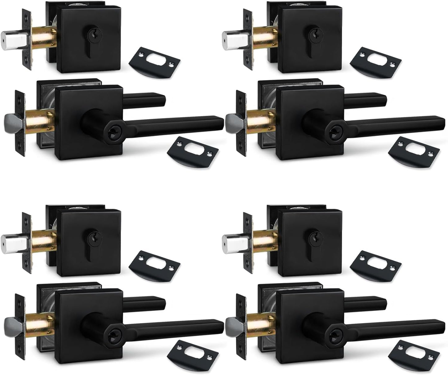 NEWBANG (6Pack) Bed/Bath Room Door Lever for Privacy Bathroom and Interior Door Door Lock Handle in Aged Matt Black, HD1601-DB-BK-6P