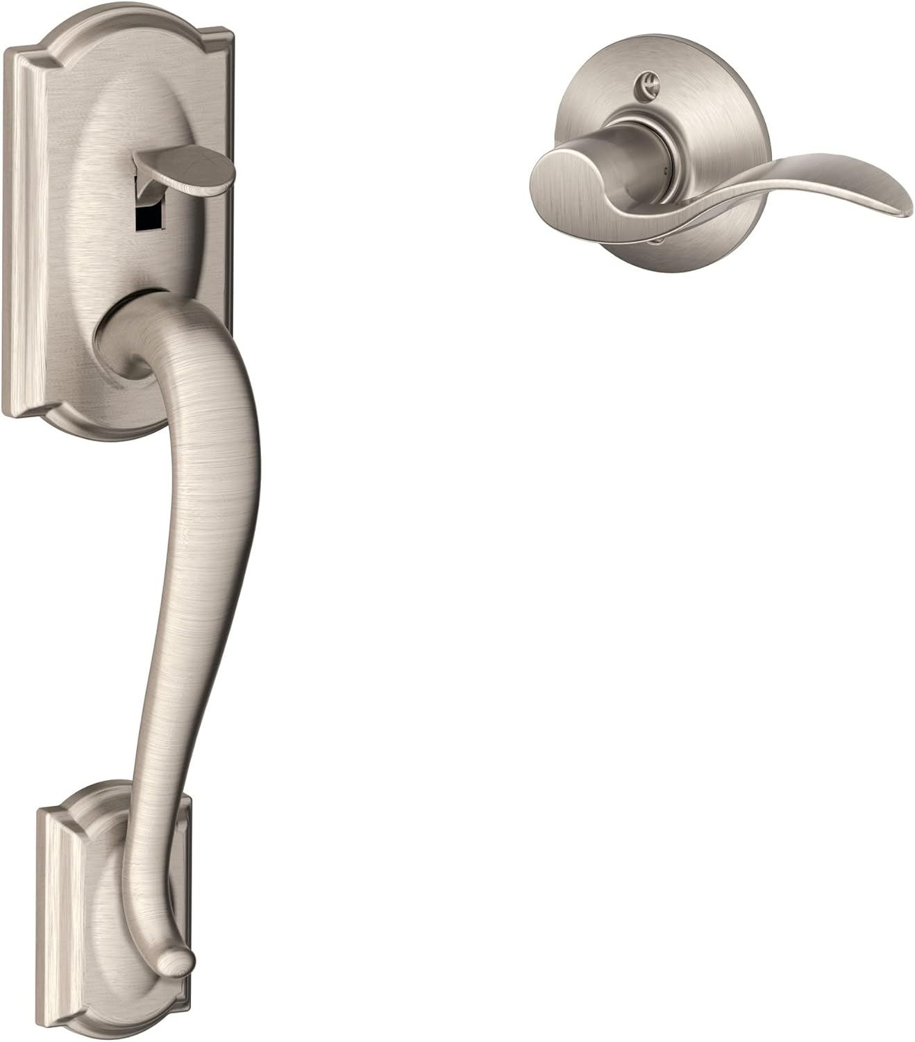 Schlage FE285 CAM 716 GEO Camelot Front Entry Handleset with Georgian Knob, Lower Half Grip, Aged Bronze