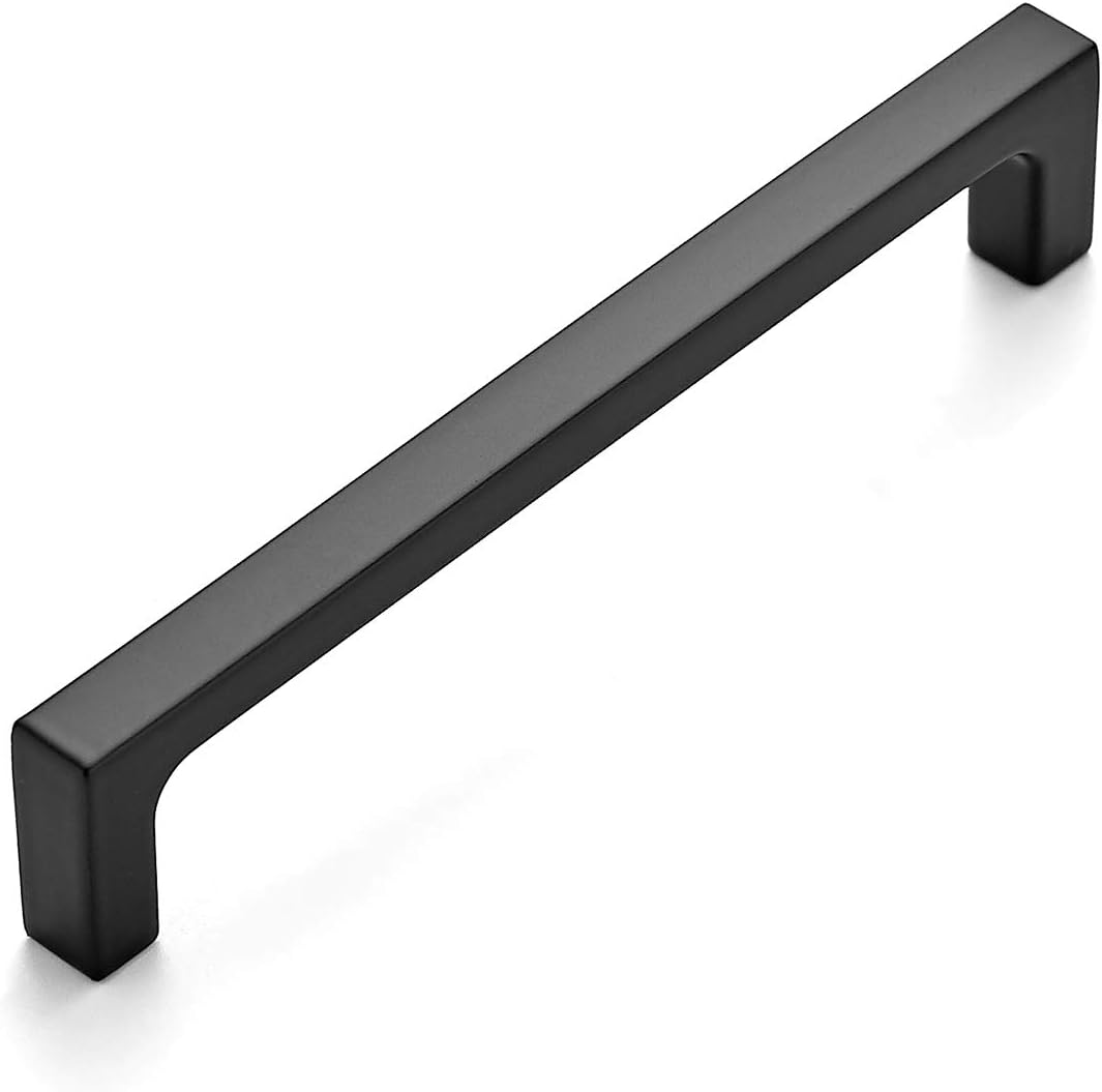 Ravinte 30 Pack Solid 5 Inch Kitchen Square Cabinet Handles Matte Black Pulls Drawer Pulls Kitchen Cabinet Hardware Flat Black Handles