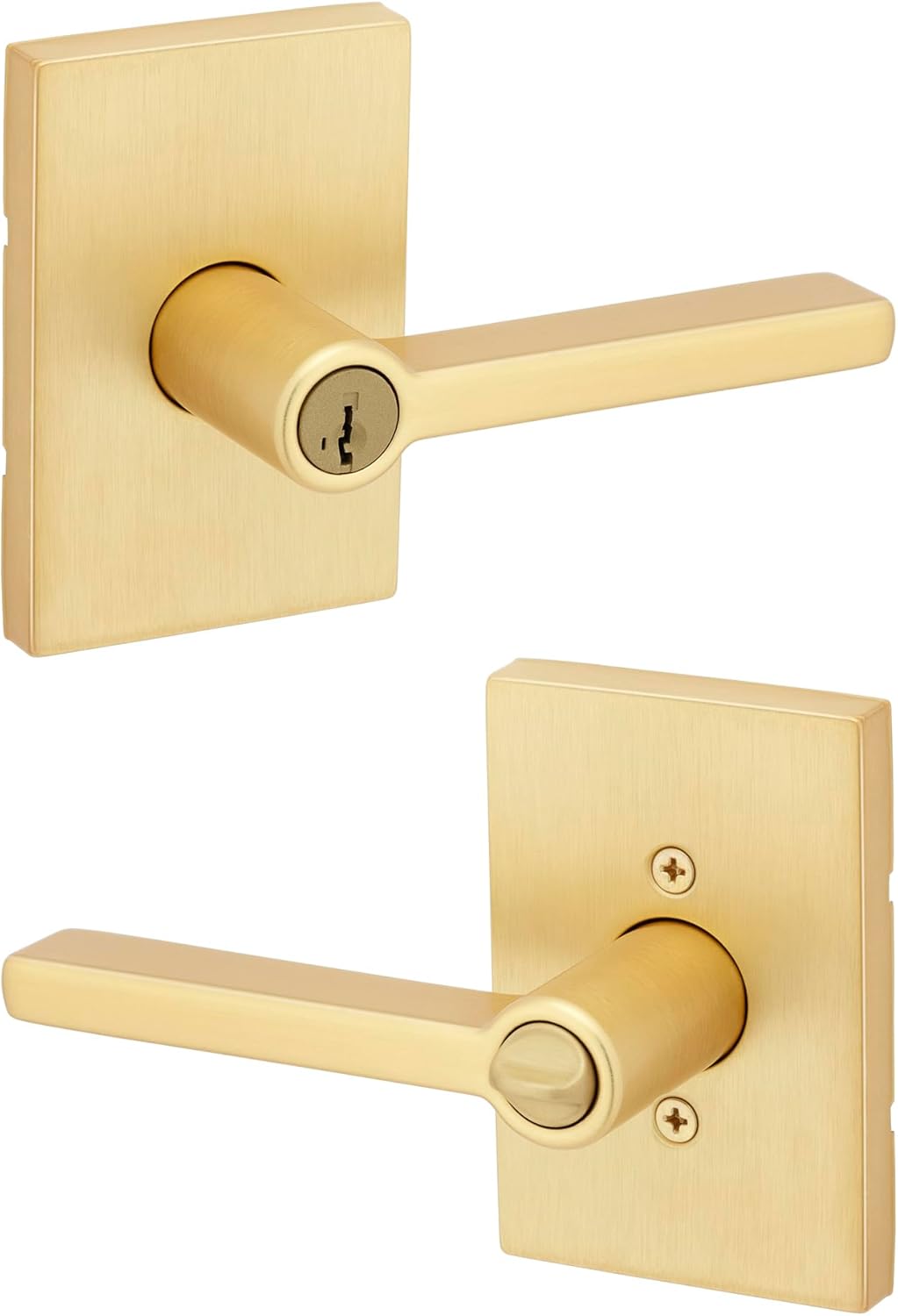 Kwikset Halifax Entry Door Handle with Lock and Key, Secure Keyed Reversible Lever Exterior, For Front Entrance and Bedrooms, Matte Black, Pick Resistant Smartkey Rekey Security and Microban