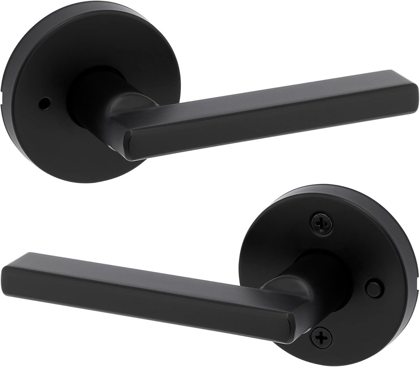 Kwikset Halifax Entry Door Handle with Lock and Key, Secure Keyed Reversible Lever Exterior, For Front Entrance and Bedrooms, Matte Black, Pick Resistant Smartkey Rekey Security and Microban