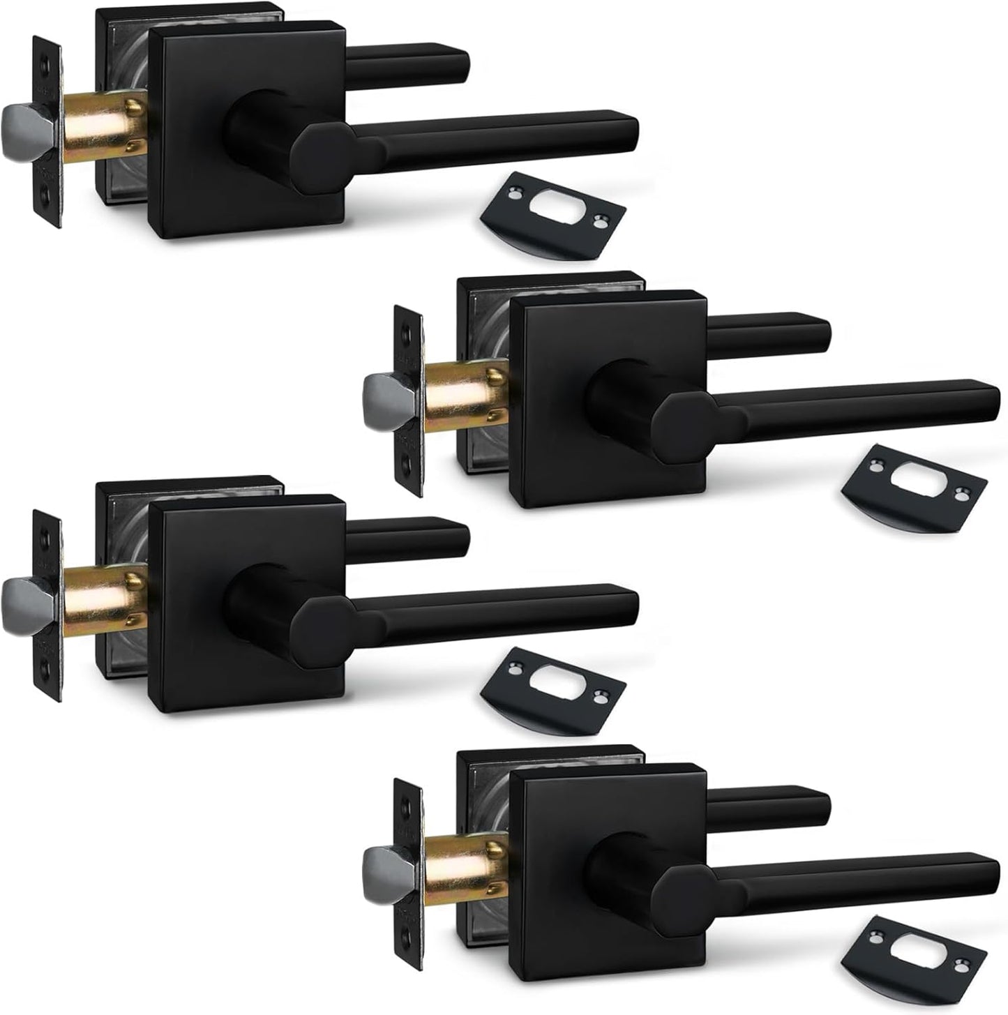 NEWBANG (6Pack) Bed/Bath Room Door Lever for Privacy Bathroom and Interior Door Door Lock Handle in Aged Matt Black, HD1601-DB-BK-6P