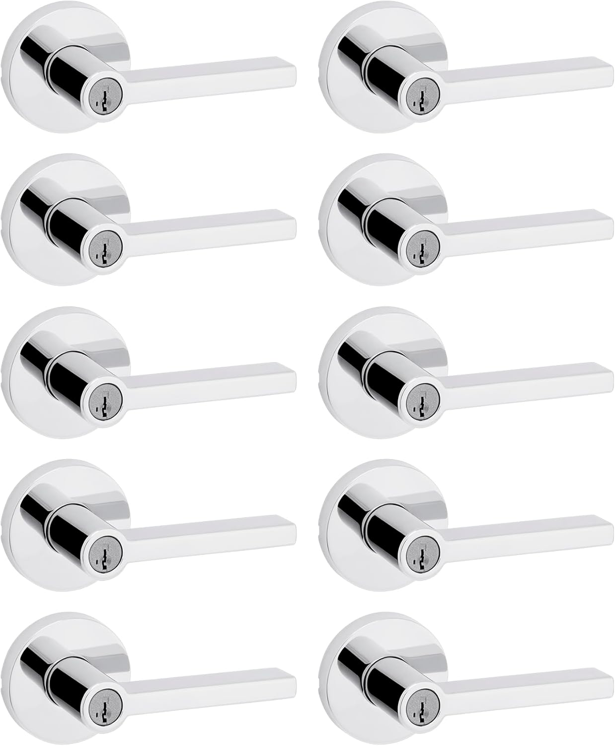 Kwikset Halifax Entry Door Handle with Lock and Key, Secure Keyed Reversible Lever Exterior, For Front Entrance and Bedrooms, Matte Black, Pick Resistant Smartkey Rekey Security and Microban