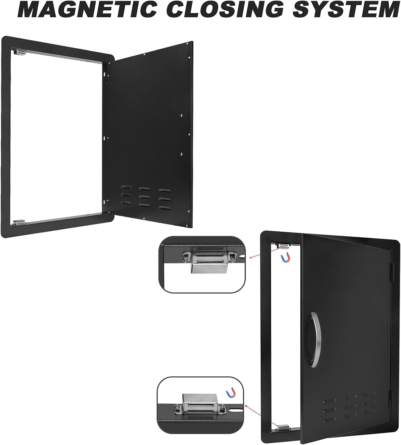 Stanbroil BBQ Outdoor Kitchen Door, Black Steel Single Vertical Access Door Perfect for Outdoor Kitchen, BBQ Island, Grilling Station -17 1/4" by 24 1/4"