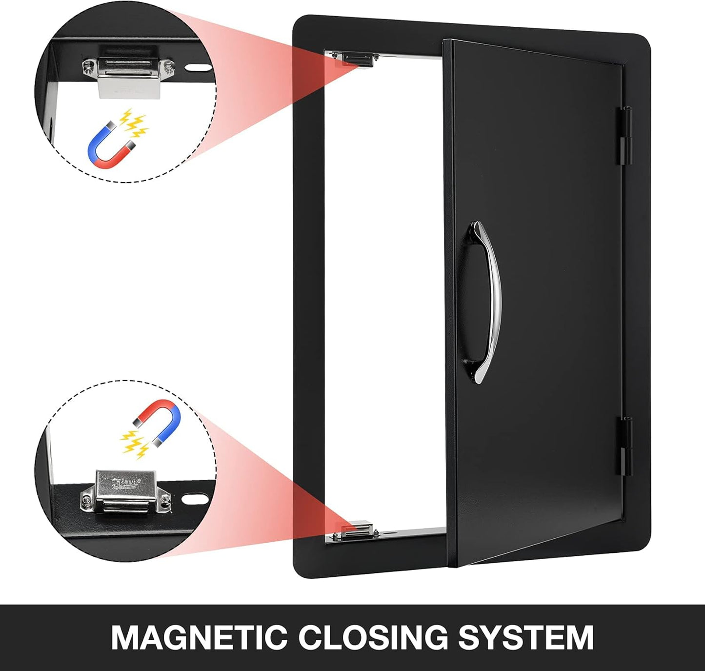 Stanbroil BBQ Access Door - 17W x 23H Inch Wall Construction Flush Mount Single Vertical Door for Outdoor Kitchen, BBQ Island, Grilling Station, Outside Cabinet - Black
