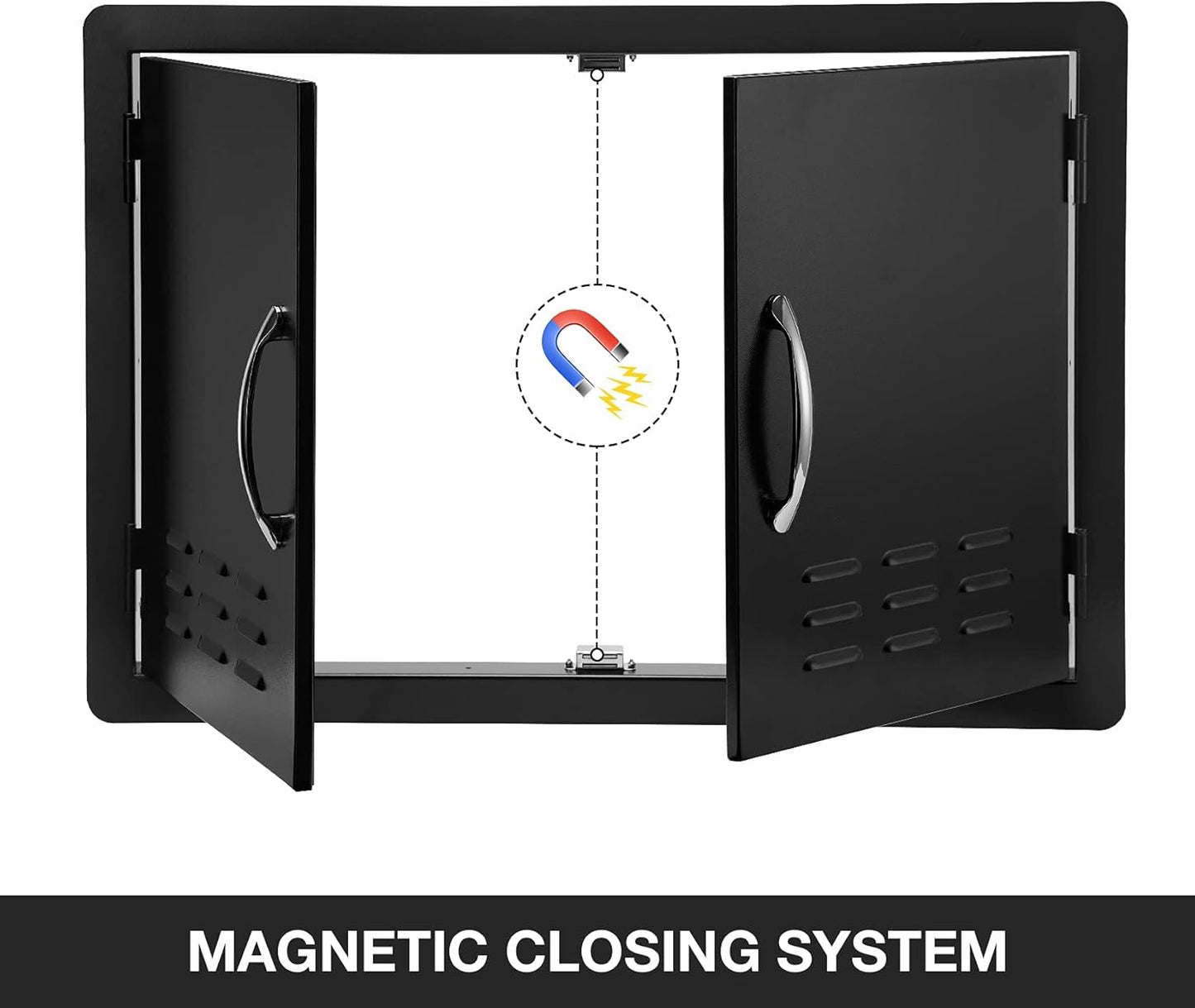 Stanbroil Outdoor Kitchen Doors BBQ Access Door 30" W x 21" H - Wall Construction Double Door Flush Mount for BBQ Island, Grilling Station, Outside Cabinet - Black