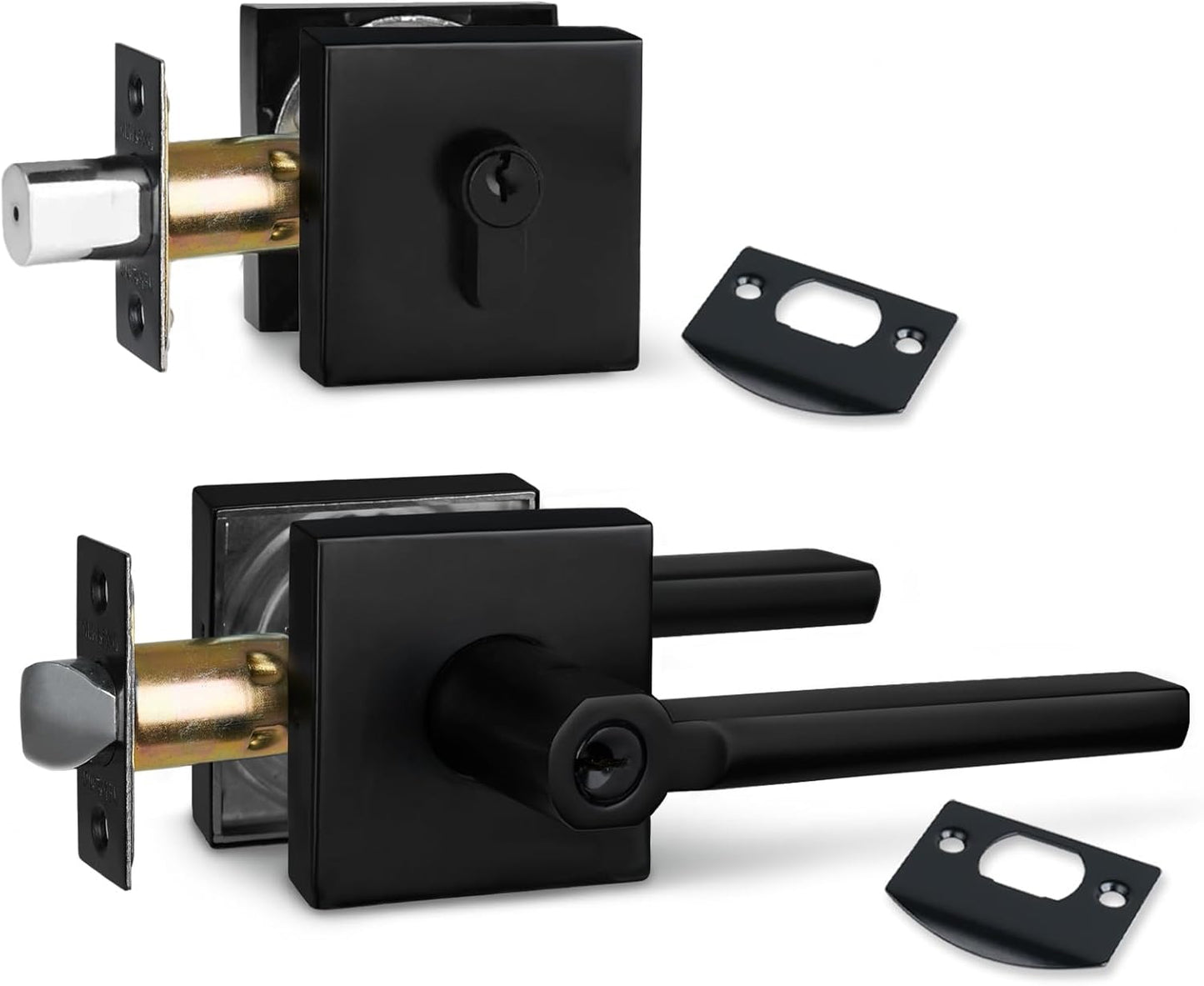 NEWBANG (6Pack) Bed/Bath Room Door Lever for Privacy Bathroom and Interior Door Door Lock Handle in Aged Matt Black, HD1601-DB-BK-6P