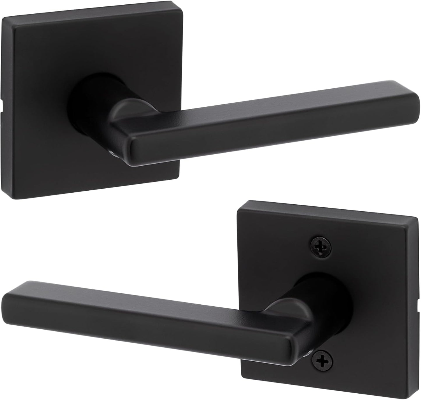Kwikset Halifax Entry Door Handle with Lock and Key, Secure Keyed Reversible Lever Exterior, For Front Entrance and Bedrooms, Matte Black, Pick Resistant Smartkey Rekey Security and Microban